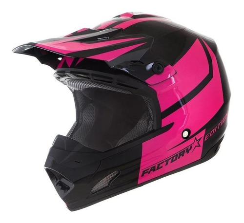 Capacete Motocross Pro Tork Th1 Factory Edition Cor Preto/Rosa Tamanho do capacete 60