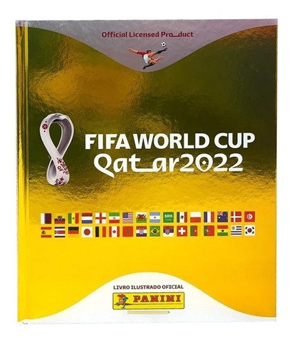 Album Capa Dura Dourado Metalizado Copa Do Mundo Qatar 2022