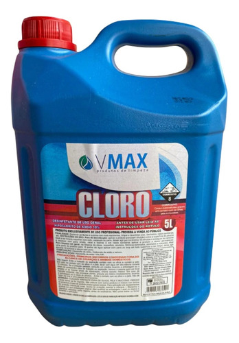 Alvejante Hipoclorito Sódio 10% Vmax Galão 5 Litros Cloro