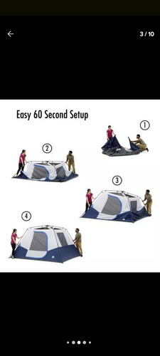 Casa De Campaña 6 Personas Instantanea Con Luz Ozark Trail Azul Acero (Usado)