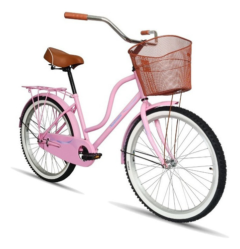 Bicicleta urbana femenina Black Panther Urbana Santorini  2021 R26 freno contrapedal color rosa con pie de apoyo