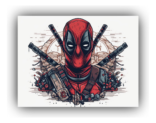 Arte De Pared Dibujos Deadpool Para Comedor 75x50cm