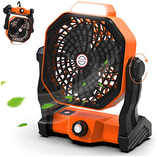 Ventilador De Camping Portátil Linterna Led, 10400 Mah...