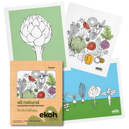 Juego De 3 Paños De Cocina Suecos Ekoh, Diseño F