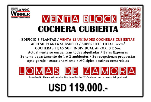 Venta En Block Cochera Cubierta