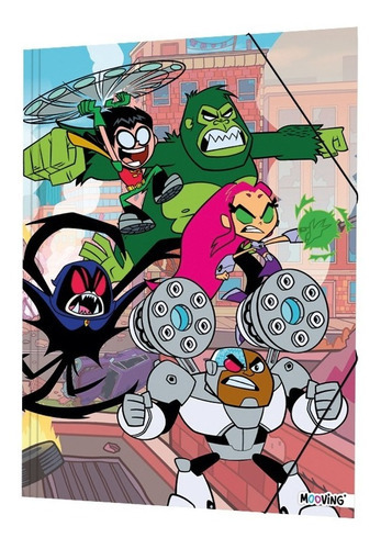 Carpeta Teen Titans Jovenes Titanes Oficio 3 Solapas Elástico Mooving