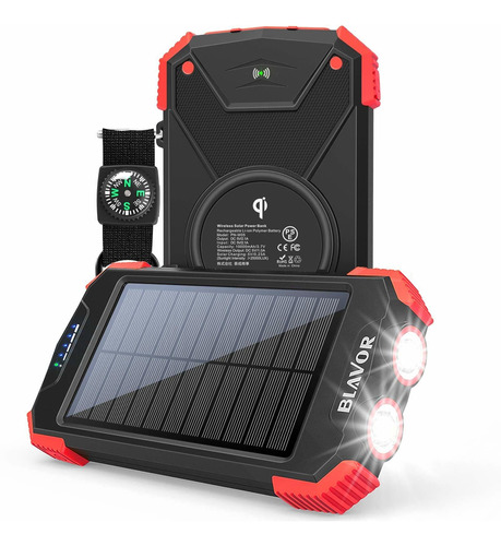 Cargador Bateria Solar Inalambrico Qi 10,000 Mah Externa