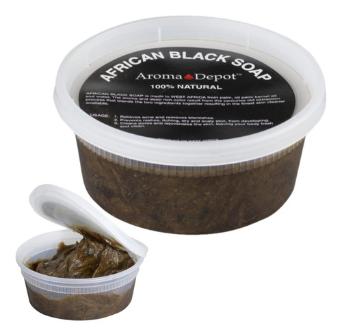 Jabón Negra Africana De 8 Oz. De Ghana 100% Natural Pura Brh