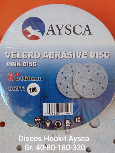 Discos Hookit Aysca Gr. 40-80-180-320 Paquete De 50 Discos 