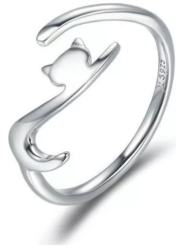 Anillo Gato Ajustable Para Mujer En Plata 925