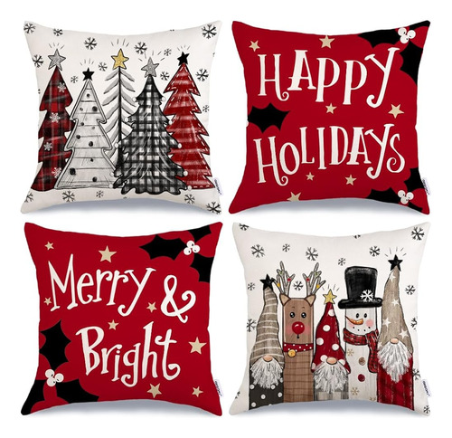 Geeory Fundas De Almohada Navideñas De 18 X 18 Pulgadas Jueg