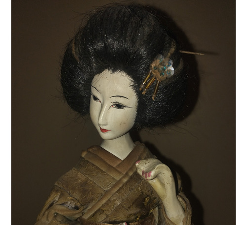 Boneca Antiga Decorativa Gueixa Japonesa Quimono Seda (Usado)
