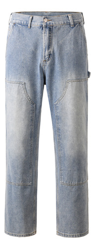 Vaqueros Azules Retro De Pierna Recta Para Hombre - Street S
