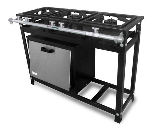 Fogão Industrial 3 Bocas Baixa Pressão Com Forno Porta Inox