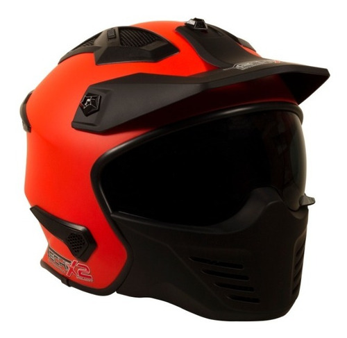 Casco Tech-x2 Naranja/negro Tx-726x C/ Lente Rider One