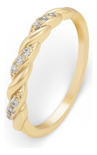 Anillo Trenza Con Diamantes Bañado En Oro