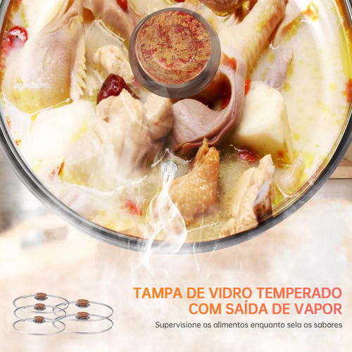 Jogo De Panelas 6 Peças Conjunto de panelas de cozinha com cabos de madeira e chaleira cor Prata Jonas Pereira