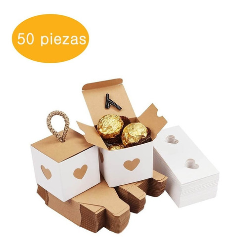 50 Cajas Dulceros Recuerdos Cajitas Boda Regalo Decoración