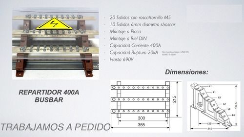 Repartidor Tetrapolar 400a , 500v 3p+n