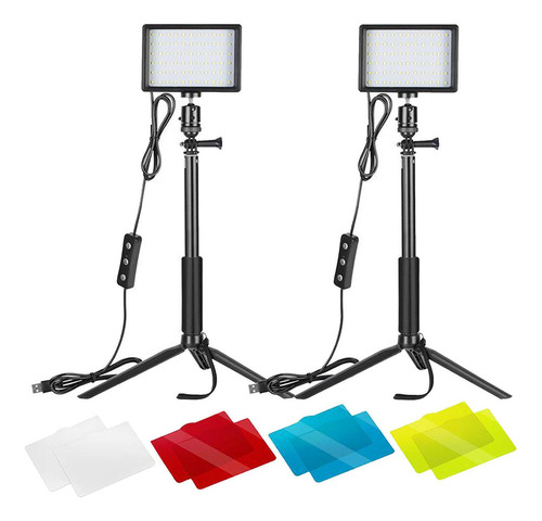2x Led Video Light Usb 5600k Regulable With Support
