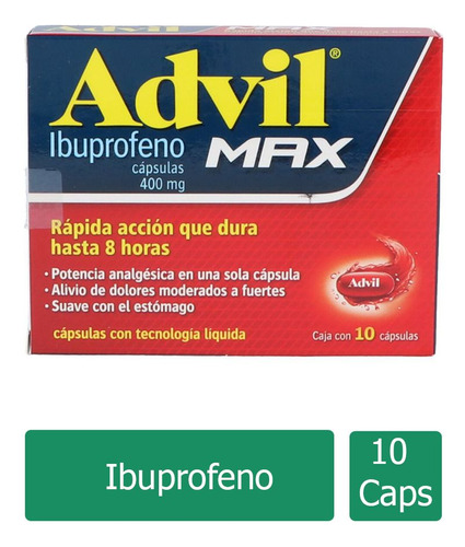 Advil Max 400 Mg Caja Con 10 Cápsulas