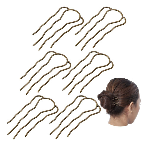 6 Pinzas De Horquilla Para El Cabello, 3.425in, Peine Latera