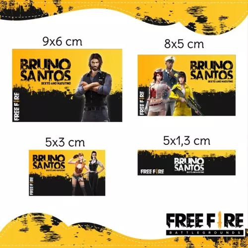 36 Adesivos Etiqueta para Tubete 8x4 cm Free Fire Personalizado com Nome e  Idade com Recorte Especial