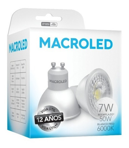Lámpara Dicro Led 7w Gu10 220v Luz Fría Macroled - Pack X 10