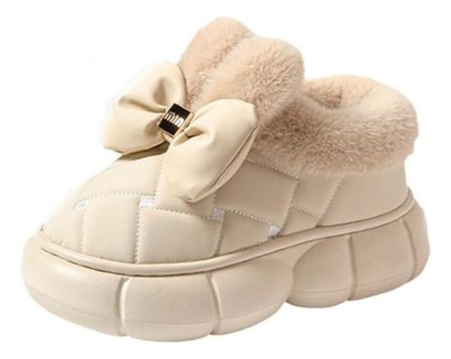 Pantuflas Con Forro De Felpa Y Diseño De Lazo Para Mujer.