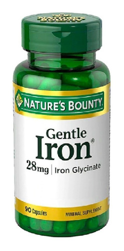 Hierro Nature's Bounty Gentle Iron 90u 28mg + Vitamina C B12 Sabor Neutro