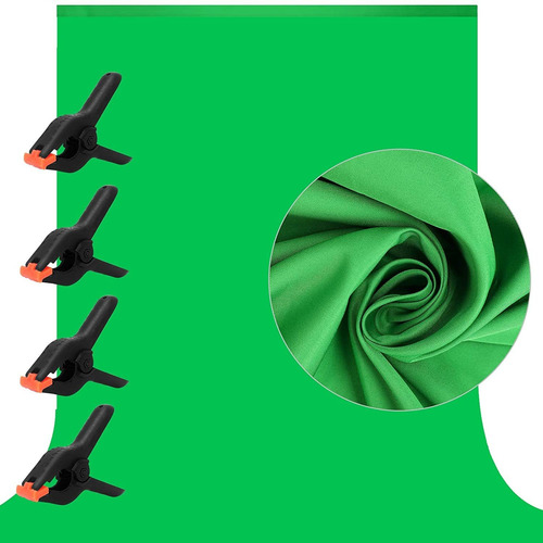 Fondo De Pantalla Verde 2,10 X 3,0 Fotografía +4 Abrazaderas