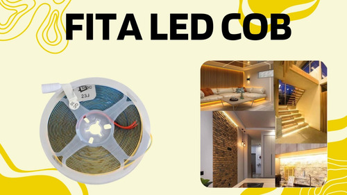 Fita Led Cob 5 Metros Branco Quente Com Fonte Alto Brilho