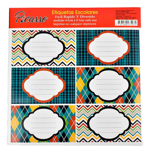 Etiqueta Para Cuaderno X10 Planchas 18x18cm 6pcs Con Plancha