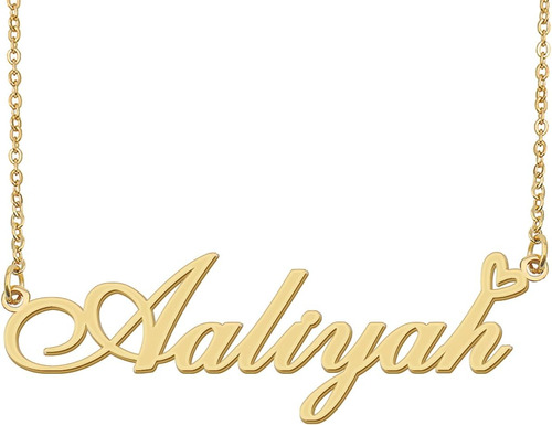 Collar Con Nombre De Aaliyah, Colgante Con Dije De Corazón, 