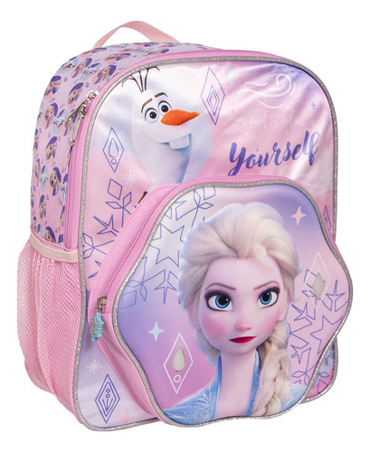 Kit Mochila Frozen Lonchera Lap Original Ruz Con Luz Kinder Rosa Rosa