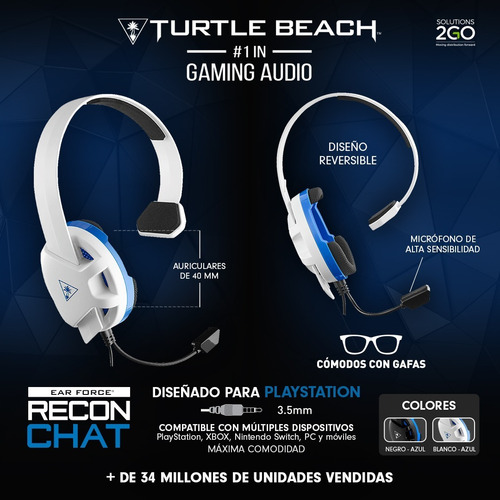 Imagen 2 de 10 de Auricular Gamer Turtle Beach Recon Chat Ps4 / Ps5 / Pc