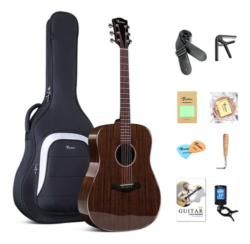 Rosen G31 Dreadnought Guitarra Acustica Negra Caoba Top