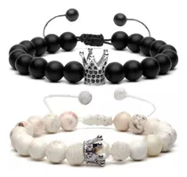 Comprar Pulsera Hombre Mujer Pulseras Yin Yang Pulseras Parejas Pulseras Amigos Pulseras Distancia Piedras Naturales Dije Corona