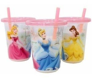 Set 3 Vasos Con Pitillos De Princesas  Disney 10oz / 300ml