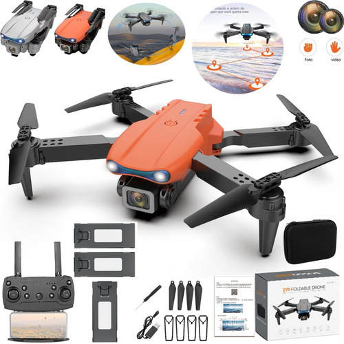 Mini drone Genérica Drone E99 Pro/K3 com dual câmera Altadefinición laranja 2.4GHz 3 baterias