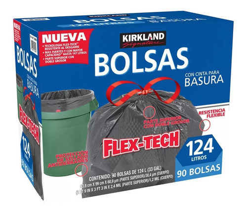 Pack De Bolsas De Basura Kirkland De 124 L