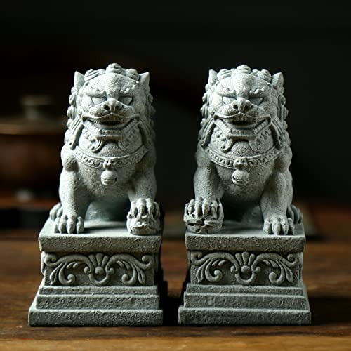 Estatuas León Guardián Piedra Feng Shui Decoración Inaugurac