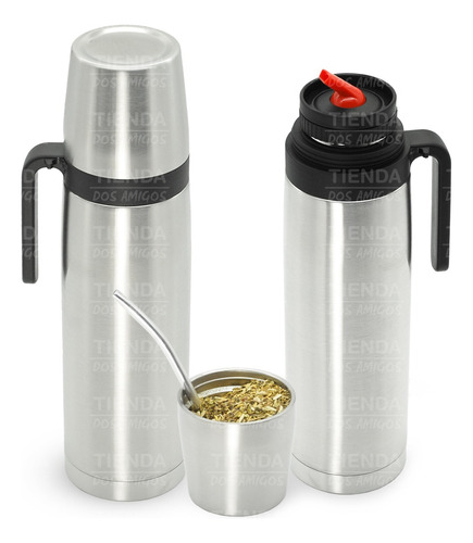 Termo 1 L Con Mate Acero Inoxidable + Bombilla Regalo