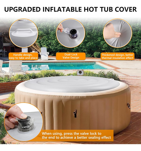 Cubierta Inflable Bañera De Hidromasaje De 5.4 Pies As...