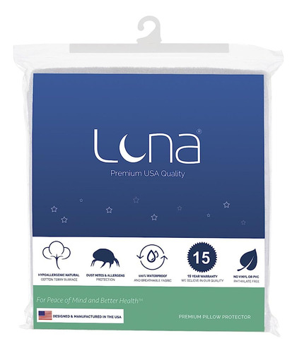 Luna Premium Zippered Waterproof Pillow Protector (1) Queen 