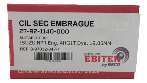 Bombin Clutch Inferior Npr 4hg1t 19.5mm Marca Ebiten
