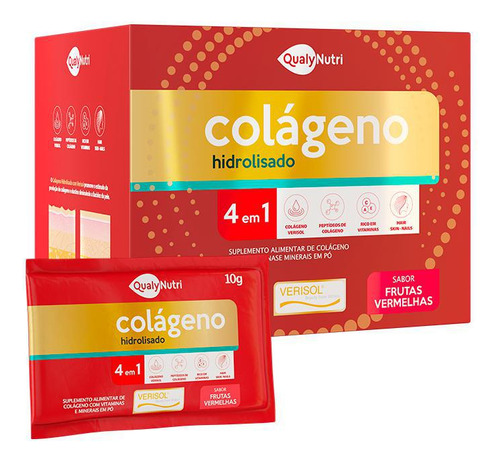 Colágeno Hid Verisol 4x1 Frutas Vermelhas 30 Saches Qualynut