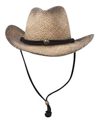 Sombrero De Vaquero De Paja De Rafia Teñido De Té Mg - Bronc