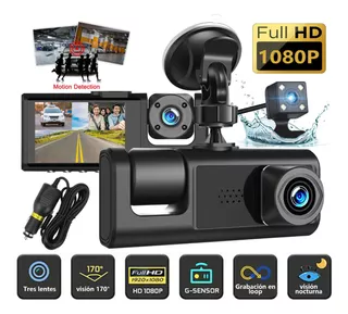 Tres Cámara Para Auto Full Hd 1080p 170° Dash Cam Con Hdrwdr