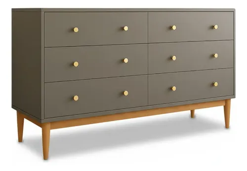 Aquinatela Cômoda Industrial 6 Gavetas P/ Quarto Casal Design Moderno